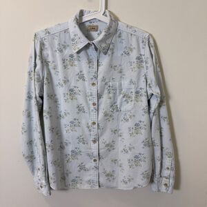 L.L.Bean Floral Corduroy Button Down Shirt Size Small